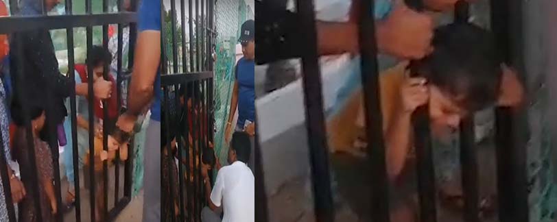Boy stuck in gate Maheshwaram 