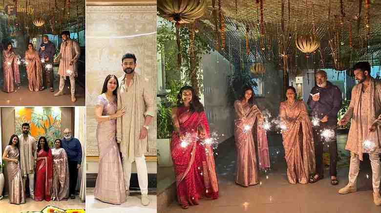 The newly married love couple @VarunLav celebrated their first #Diwali with family ✨💥